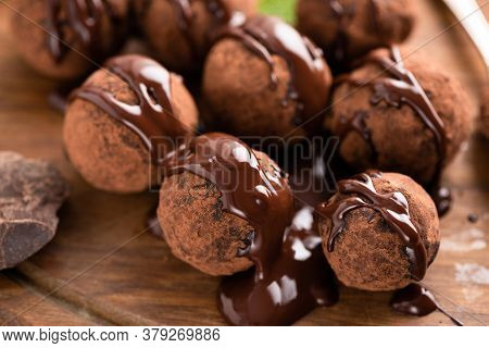 Chocolate Bobon Candy Truffles With Chocolate Glaze