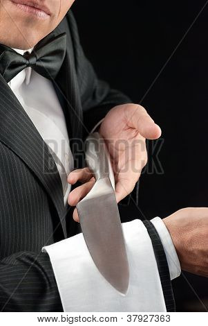 Fijne dineren ober presenteren mes