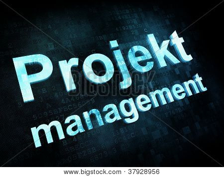 Management concept: korrelig woorden Projekt management op digita