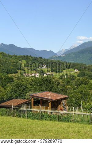 Mountain Landscape Along The Road To Crocedomini Pass, In The Brescia Province, Lombardy, Italy, At 