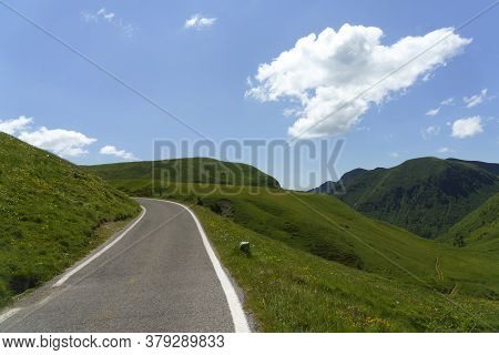 Mountain Landscape Along The Road To Crocedomini Pass, In The Brescia Province, Lombardy, Italy, At 