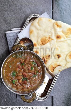 A Platter Of Indian Red Kidney Beans Curry Or Rajma Masala And Rice