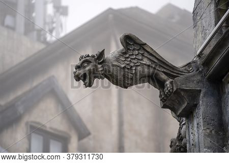 Gargoyle Statue, Chimeras, In The Form Of A Medieval Winged Monster, From The Royal Castle In Bana H