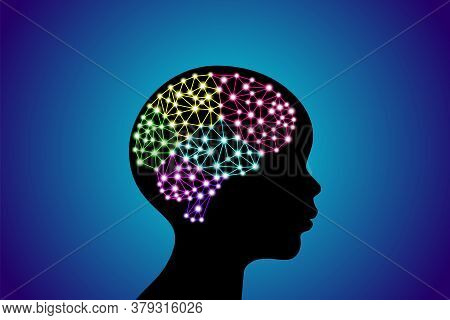 3d Digital Neuro Multicolored Colorful Glowing Particles Lines And Dots Plexus Structure Human Brain