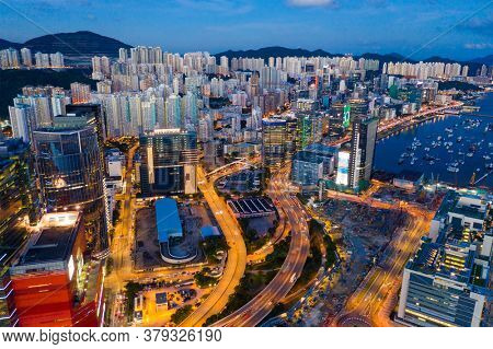 Kowloon Bay, Hong Kong 19 June 2020: Hong Kong city night