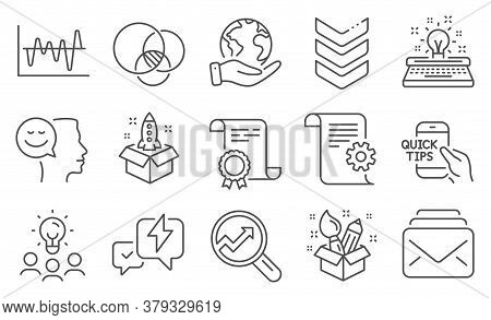 Set Of Education Icons, Such As Euler Diagram, Typewriter. Diploma, Ideas, Save Planet. Analytics, T