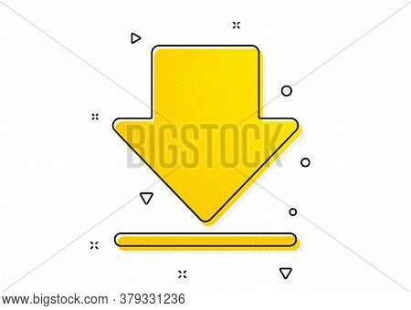 Internet Downloading Sign. Download Icon. Load File Symbol. Yellow Circles Pattern. Classic Download