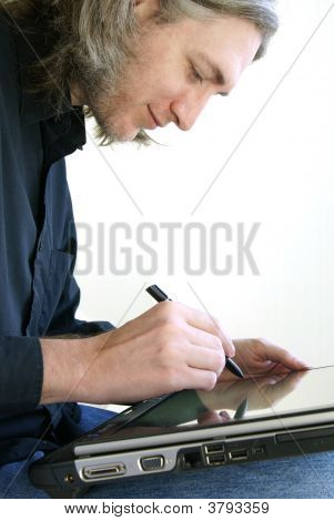 Muž s Tablet Pc