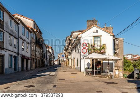 Santiago De Compostela, Spain - July 18, 2020: San Pedro Street In Historical Centre Of Santiago De 