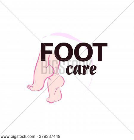 Foot Care Logo Design With Pair Of Bare Woman Feet Arranged Together Isolated On White Background. F