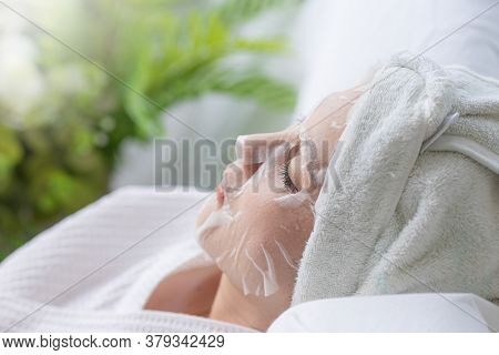 Woman Relaxing In Spa Salon, Relaxation Of Woman In The Spa Salon, Treatment Hyperpigmentation And M