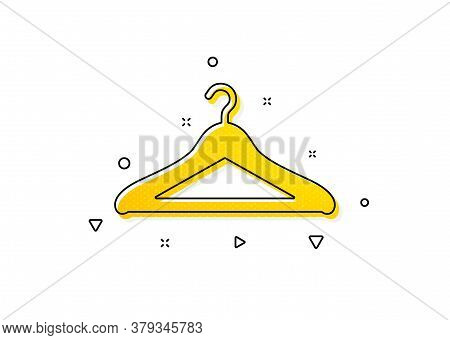 Hanger Wardrobe Sign. Cloakroom Icon. Clothes Service Symbol. Yellow Circles Pattern. Classic Cloakr