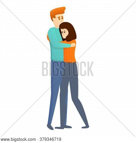 Care Couple Embrace Icon. Cartoon Of Care Couple Embrace Vector Icon For Web Design Isolated On Whit