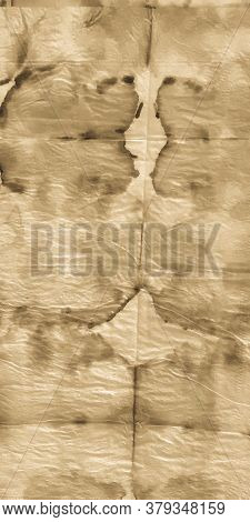 Ripped Parchment. Brown Watercolor Pattern. Vintage Parchment Shibori Textile. Beige Ivory. Rice Pap