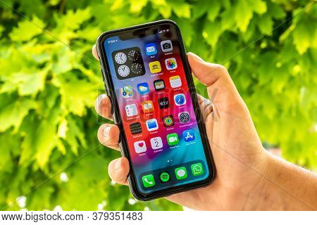 Frankfurt, Germany - 02nd August 2020: A German Developer Testing The New Beta Version Of Ios 14 On 