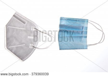 Kn-95 Protection Medical Masks Isolated On White Background. Prevention Of The Spread Of Virus And E