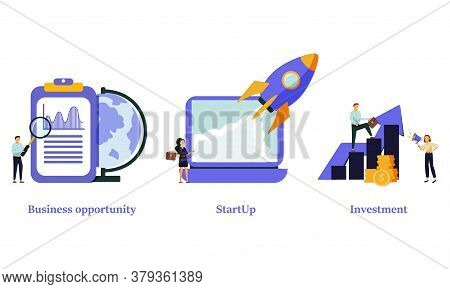 Entrepreneurship Abstract Concept Vector Illustration Set. Business Opportunity, Startup, Investment