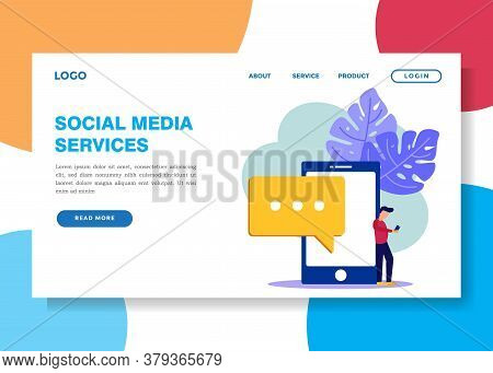 Vector Illustration Of Messaging, Communication Via The Internet, Social Media, Chat, Videos, News, 