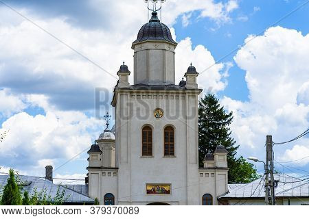 Facade Of Pasarea Monastery, Orthodox Church Architectural Details. Entrance Of An Orthodox Monaster