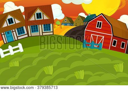 Cartoon Ranch Farm Scene For Different Usage Illustration