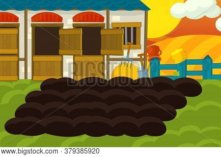 Cartoon Ranch Farm Scene For Different Usage Illustration