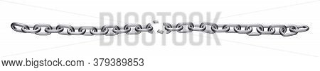 Isolated Wavy Broken Realistic Metal Chain Over White