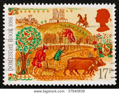 Postage stamp GB 1983 Peasant, DomesdayBook