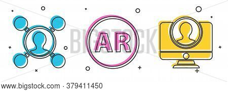 Set Share, Ar, Augmented Reality And Create Account Screen Icon. Vector