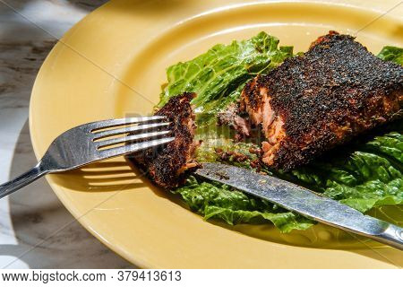 Cajun Blackened Salmon Steak