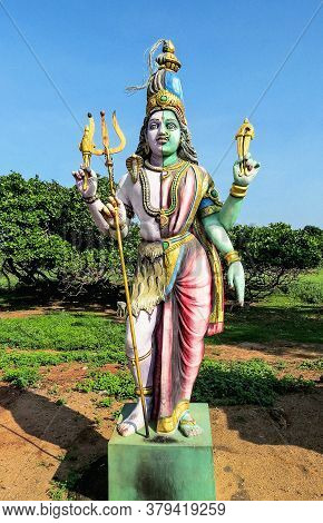 Sample Of Ancient Indian Sculpture Of The Xvii Century - A Statue Of The God Shiva Ardhanarishvara N