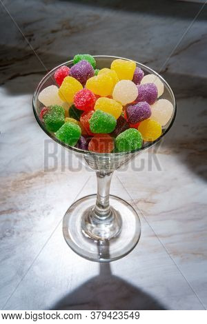 Granulated Sugar Coated Candy Gumdrops Martini Glass