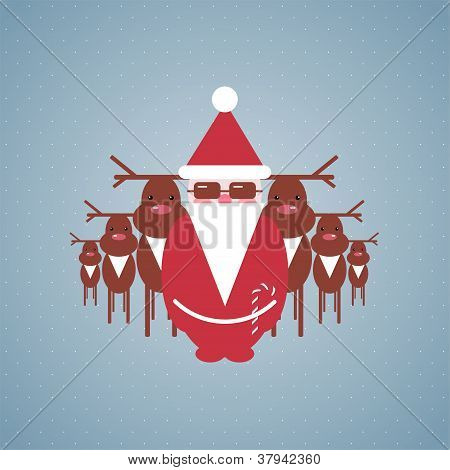 Santa und seine Rentiere Gang Illustration