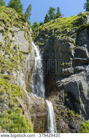 Mountain Landscape Along The Road To Crocedomini Pass, In The Brescia Province, Lombardy, Italy, At 