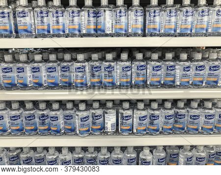 Indianapolis - Circa August 2020: Suave Hand Sanitizer Bottles. With The Spreading Of The Covid And 