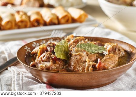 filipino chicken adobo in bowl
