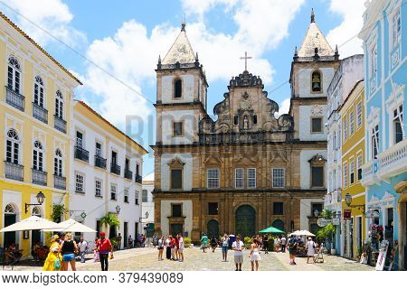 Sao Francisco Church In Pelourinho, In The Historical Center Of Salvador Bahia. Brazil. Pelourinho, 