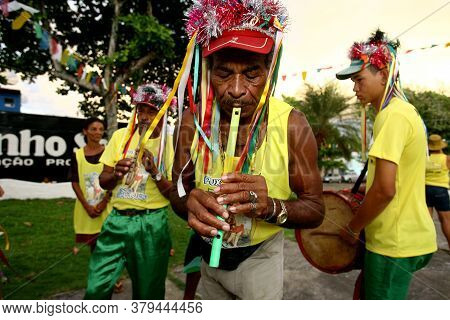 Ilheus, Bahia / Brazil - January 8, 2012: Members Of A Pifano Band Are Seen During A Performance In 