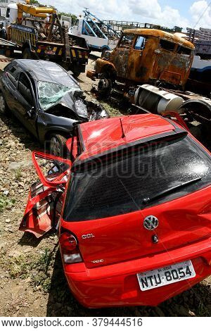 Itabuna, Bahia / Brazil - January 26, 2012: Vehicles Involved In An Accident With Death Are Seen In 