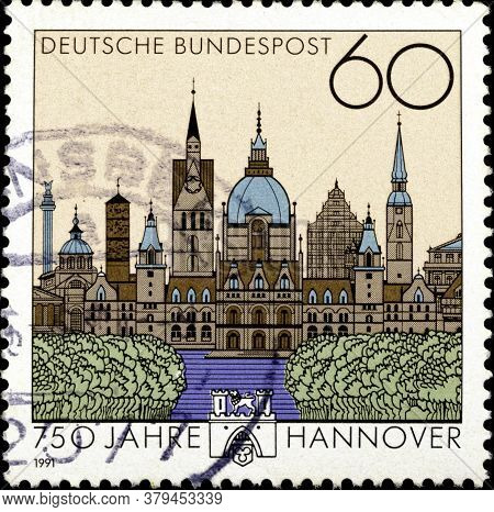02 09 2020 Divnoe Stavropol Territory Russia The Postage Stamp Germany 1991 The 750th Anniversary Of