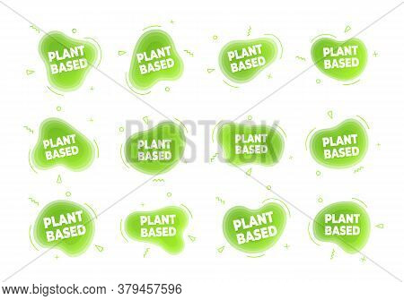Plant Based Vegan Diet Icon Sign With Modern Liquid Abstract Elements Graphic Gradient Flat Style De