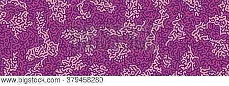 Turing Background, Organic Liquid Texture. Pattern With Fluid Ink Shapes, Pink Purple Violet Color. 