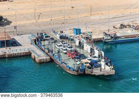Ismailia, Egypt - November 14, 2019: Sarrabum Ferry Boat Line Landing Stage East-channel West Side O