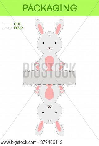 Diy Party Favor Box Die Cut Template Design For Birthdays, Baby Showers With Cute Rabbit For Sweets,