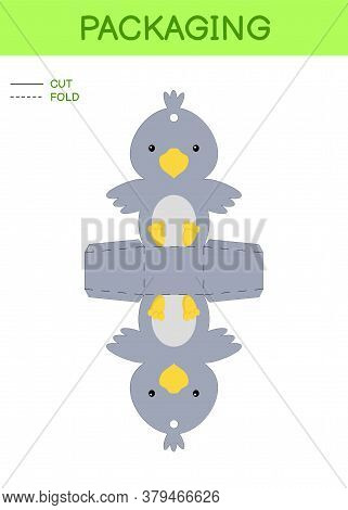 Diy Party Favor Box Die Cut Template Design For Birthdays, Baby Showers With Cute Raven For Sweets, 