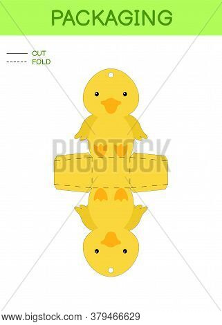 Diy Party Favor Box Die Cut Template Design For Birthdays, Baby Showers With Cute Duck For Sweets, C