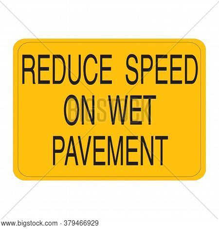 Reduced Speed Zone Vintage Rusty Metal Sign On A White Background, Vector Illustration