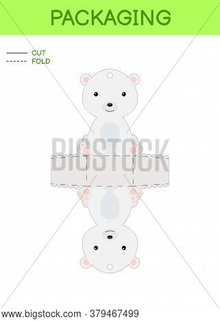 Diy Party Favor Box Die Cut Template Design For Birthdays Baby Showers With Cute Polar Bear For Swee