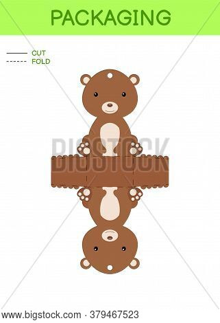 Diy Party Favor Box Die Cut Template Design For Birthdays, Baby Showers With Cute Bear For Sweets, C