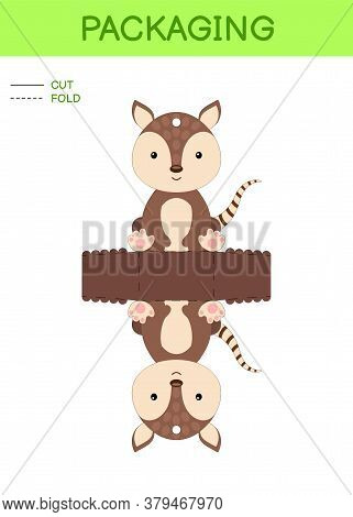 Diy Party Favor Box Die Cut Template Design For Birthdays, Baby Showers With Cute Armadillo For Swee