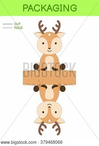 Diy Party Favor Box Die Cut Template Design For Birthdays, Baby Showers With Cute Deer For Sweets, C